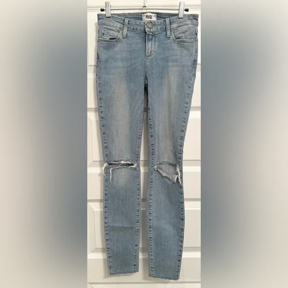 PAIGE Women’s Verdugo Ankle Jeans with Raw Hem Bella Destructed - Picture 1 of 10
